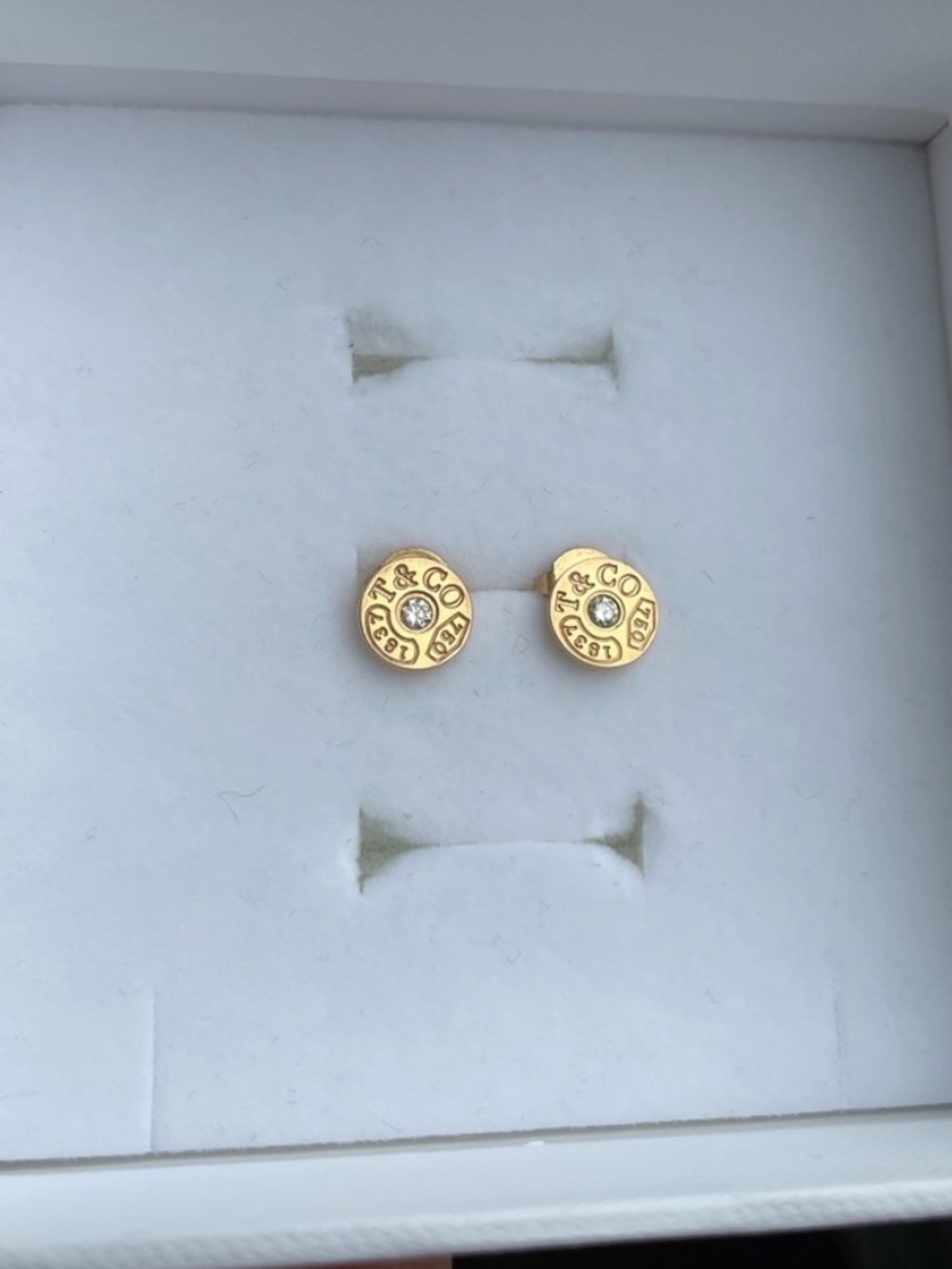 Tiffany & co diamond rose gold 1837 circle stud earrings - Picture 2 of 8